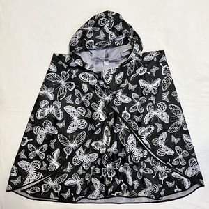 Rain Poncho Hoodie with Butterflies